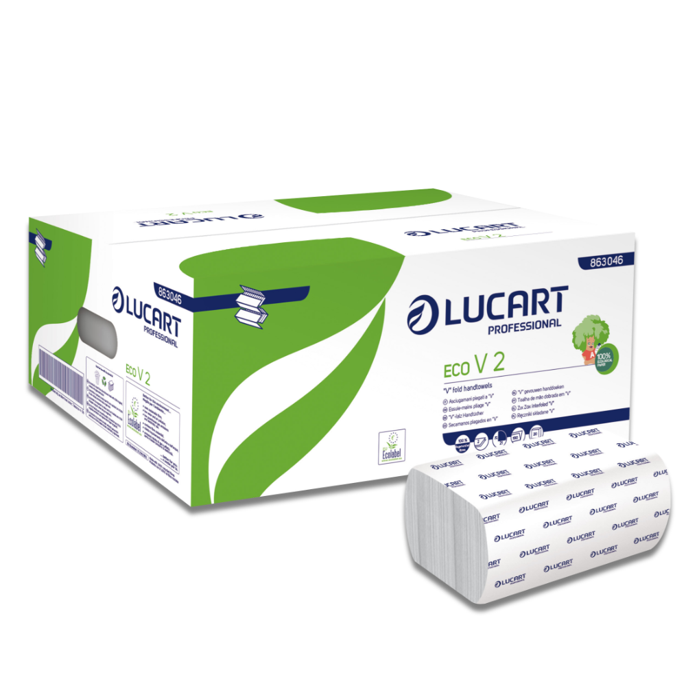 Prosoape hartie Eco V2 alb, 2 str. 20 pach/bax, 863046, Lucart